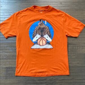 JORDAN T-Shirt Mens Sz Large Orange Artist Series Darien Birks Barber Shop